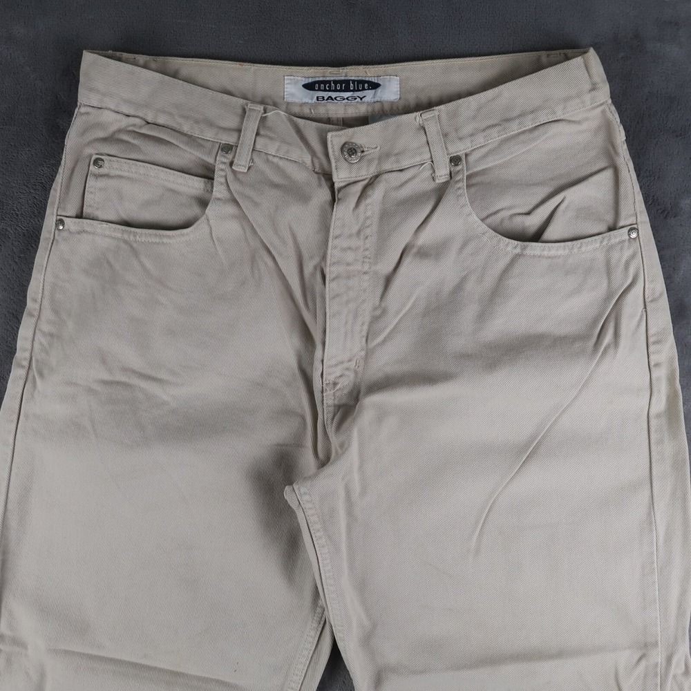 Vintage 90s Anchor Blue Mens Size 38x30 Baggy Jeans Denim Beige Skate Grunge - Picture 3 of 16